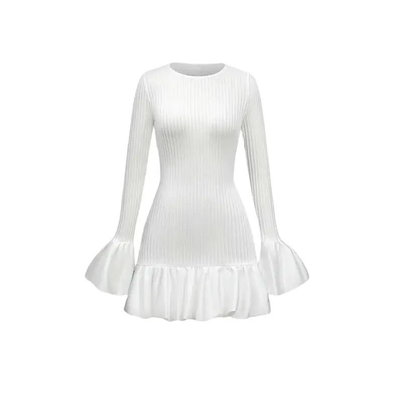 Elegantes Strickkleid mit Rüschen & Trompetenärmeln