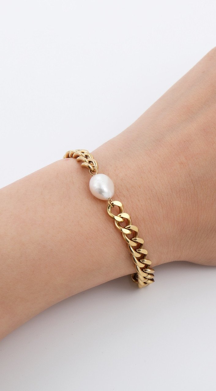 Armband Luna – 14K vergoldet mit Perle