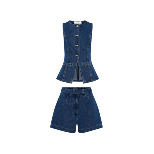 Denim Duo – Weste & Shorts