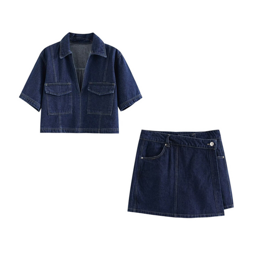 Denim Skort-Zweiteiler