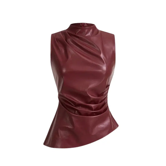 Asymmetrisches Ledertop Lea
